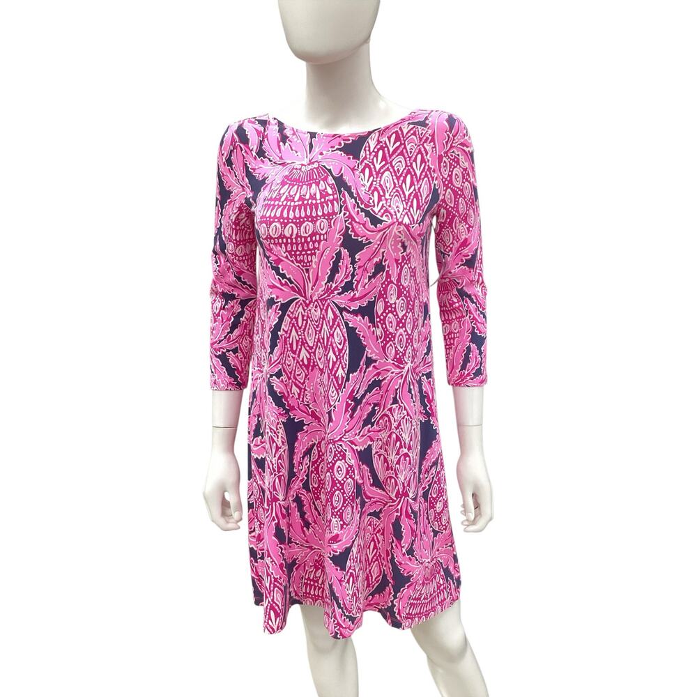 Lilly Pulitzer Dress Women’s Size S Stretchy 3/4 Sleeve Back With Cut Outs Pink